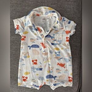 Angel Dear Kids Nautical Print Shirt - White and Blue 0-3 months nwt